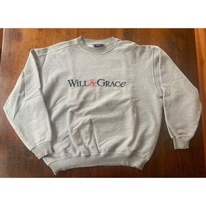 Vintage 2002 Will & Grace Crew Neck Sweatshirt NBC Embriodered Grey Size XL